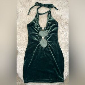 Elegant Green Velvet Dress
